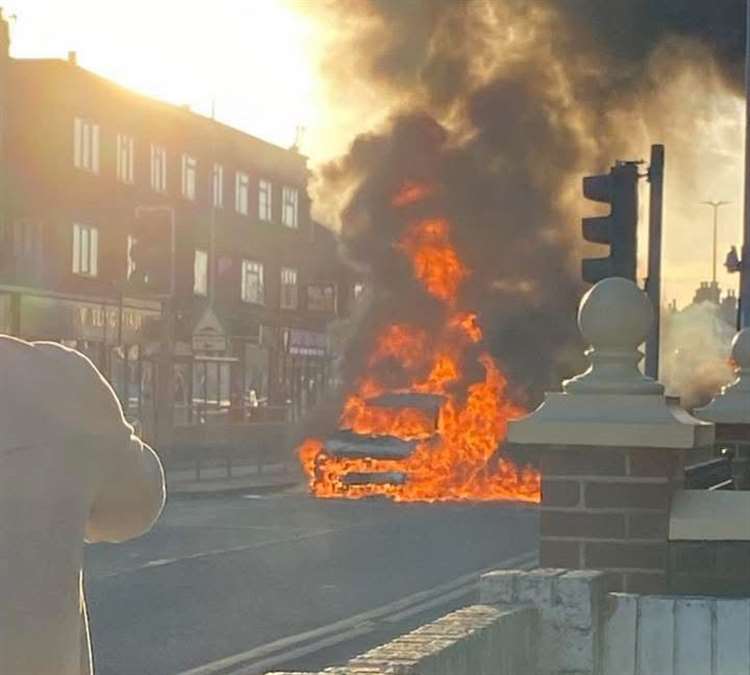 Car fire in A2 Watling Street, Gillingham